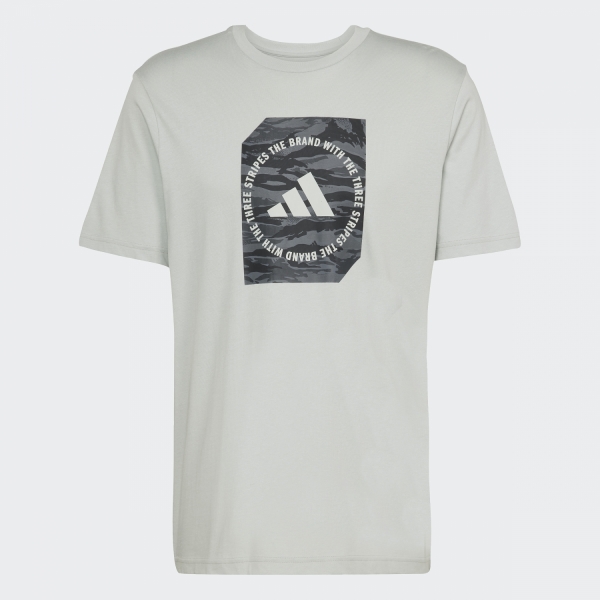 Adidas Camo Shape Graphic Erkek Gri Tişört - JI6762
