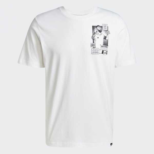 Adidas Messi Icon Graphic Erkek Beyaz Tişört - JJ1414