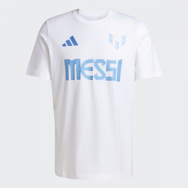 Adidas Messi Name and Number Graphic Erkek Beyaz Tişört - JJ1418