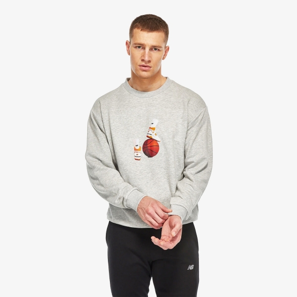New Balance Lifestyle Erkek Gri Sweatshirt - MNC3411-AG